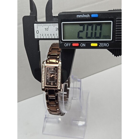 Gruen II Womens Rose Gold Rectangular Watch Crystal Bezel Brown Dial New Battery - Picture 4 of 10